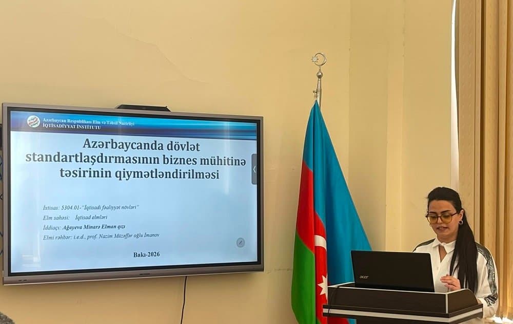 “Azərbaycanda dövlət standartlaşdırmasının biznes mühitinə təsirinin qiymətləndirilməsi” mövzusunda dissertasiya işinin müzakirəsi keçirilib 2